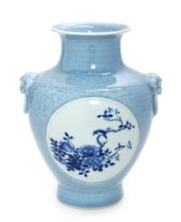 A Chinese Clair-de-Lune Ground Underglaze Blue Porcelain Zun Vase
