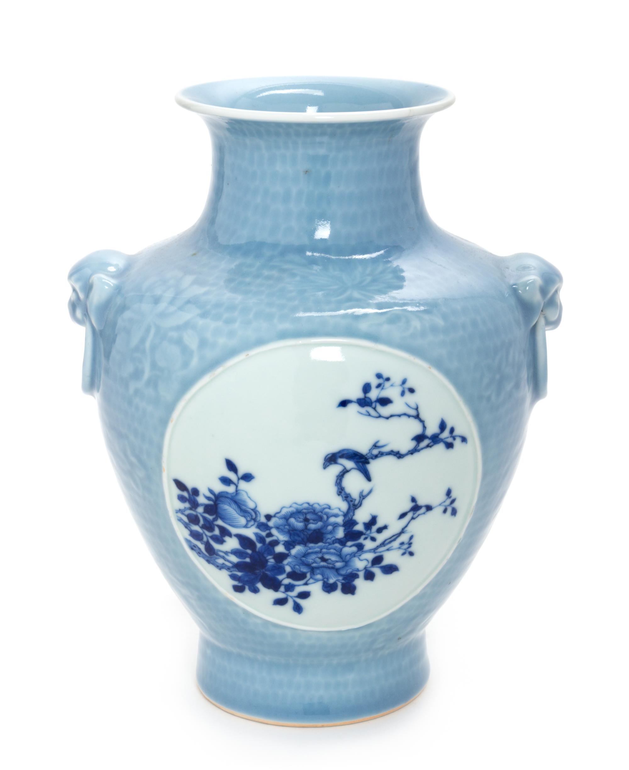 A Chinese Clair-de-Lune Ground Underglaze Blue Porcelain Zun Vase