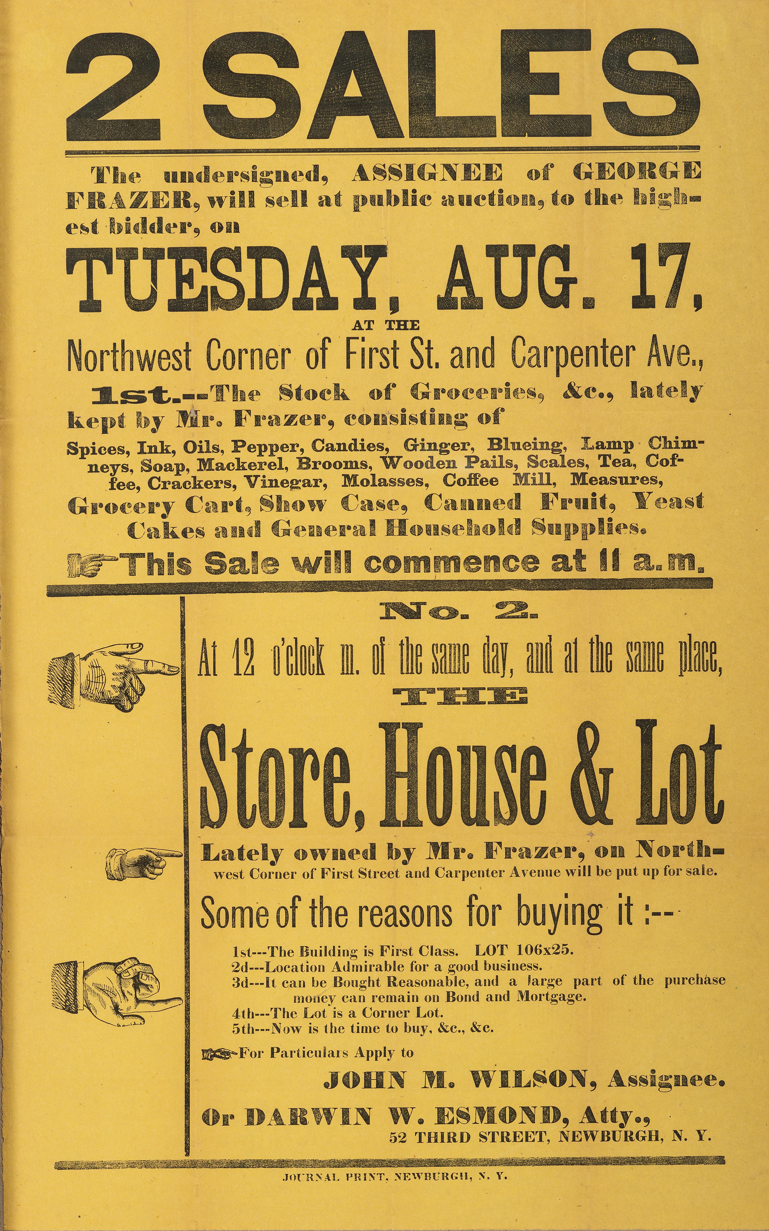 [ADVERTISING] -- [AUCTIONS]. A group of 4 broadsides promoting auctions of various properties and goods, comprising: