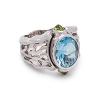 AQUAMARINE AND PERIDOT RING