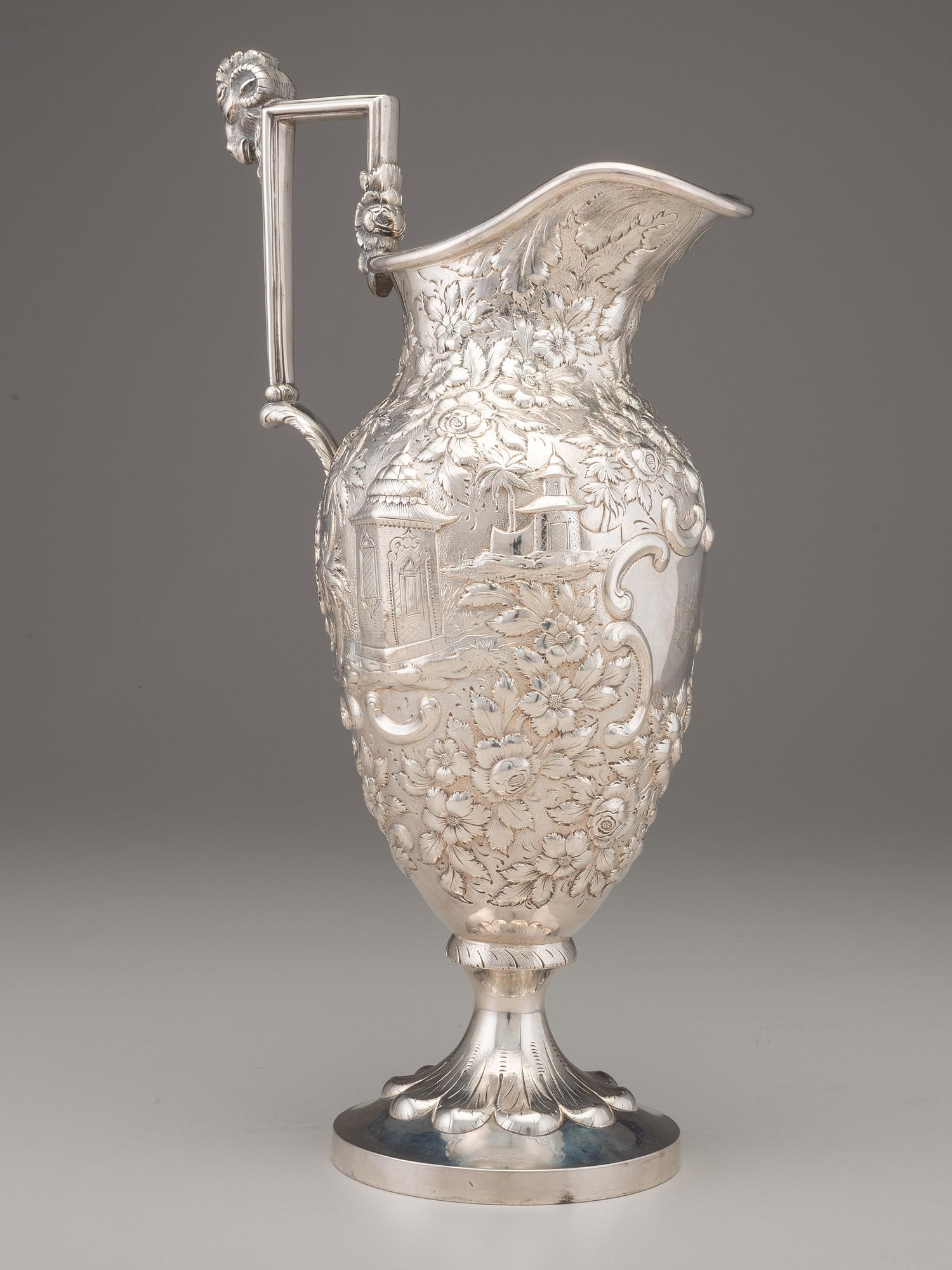 An A.E. Warner Coin Silver Pitcher