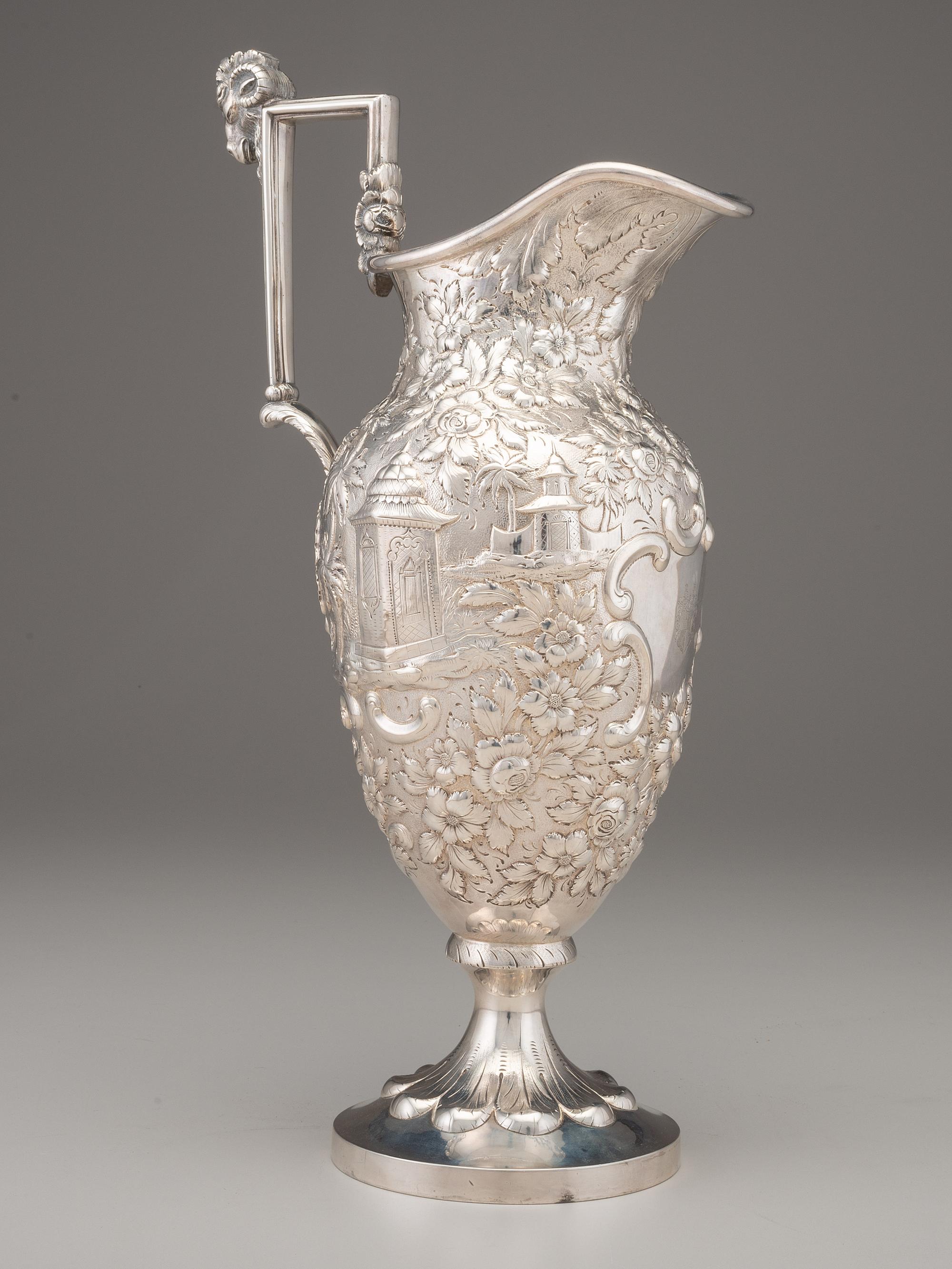 An A.E. Warner Coin Silver Pitcher
