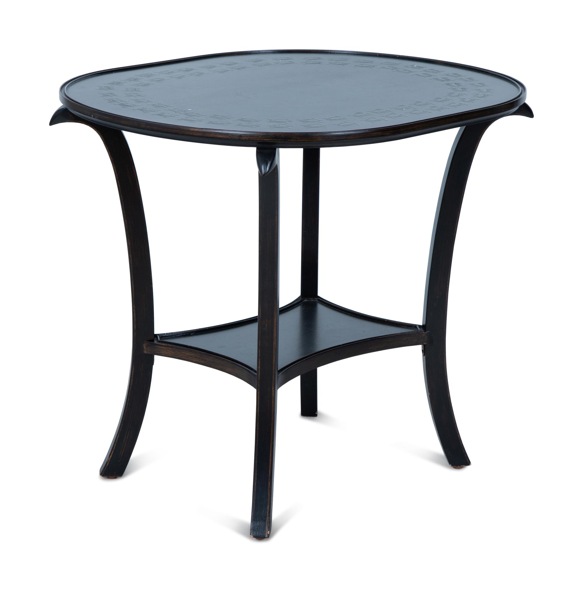A Black-Painted Wood Side Table Decorated with Turtles — 20TH CENTURY