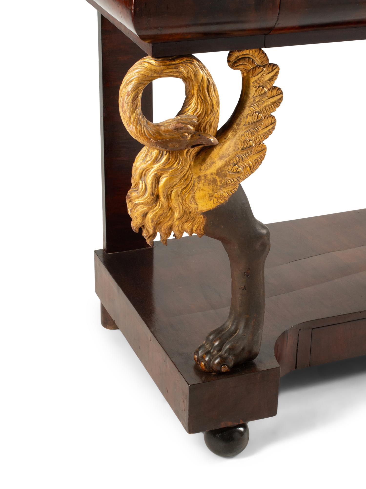 An Italian Painted and Parcel Gilt Mahogany Pier Table and Mirror