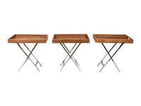 Three Woven Trays on Chrome Stands