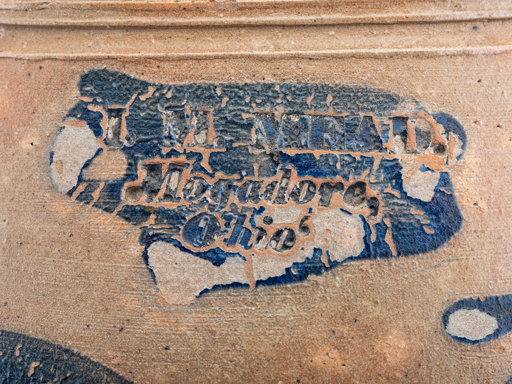 An IM Mead Cobalt Decorated Four-Gallon Stoneware Churn
