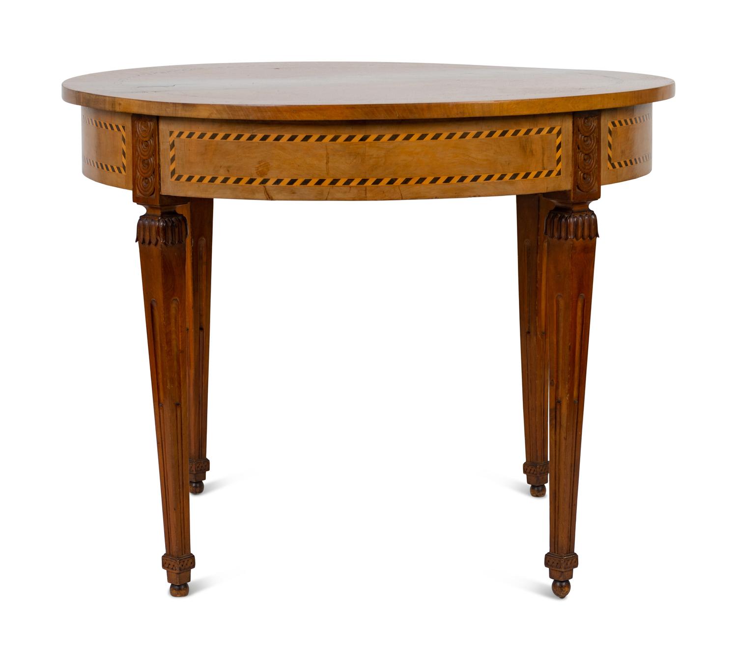 A Baltic Neoclassical Style Satinwood and Ebony Inlaid Center Table — EARLY 20TH CENTURY