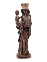 A German Baroque Painted Figural Group of the Madonna of Altötting