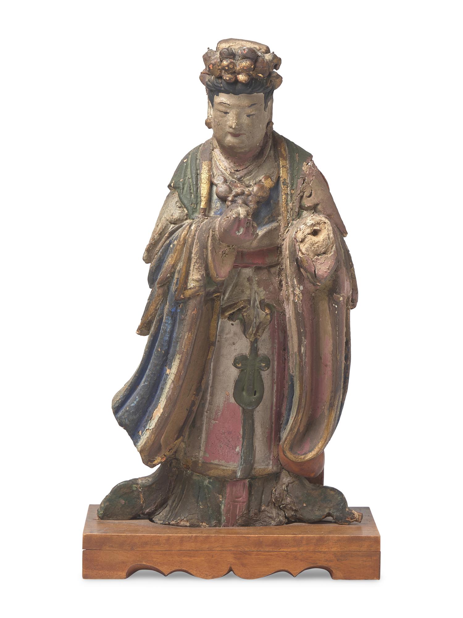 A Chinese Painted Stucco Figure, Probably Ming Dynasty