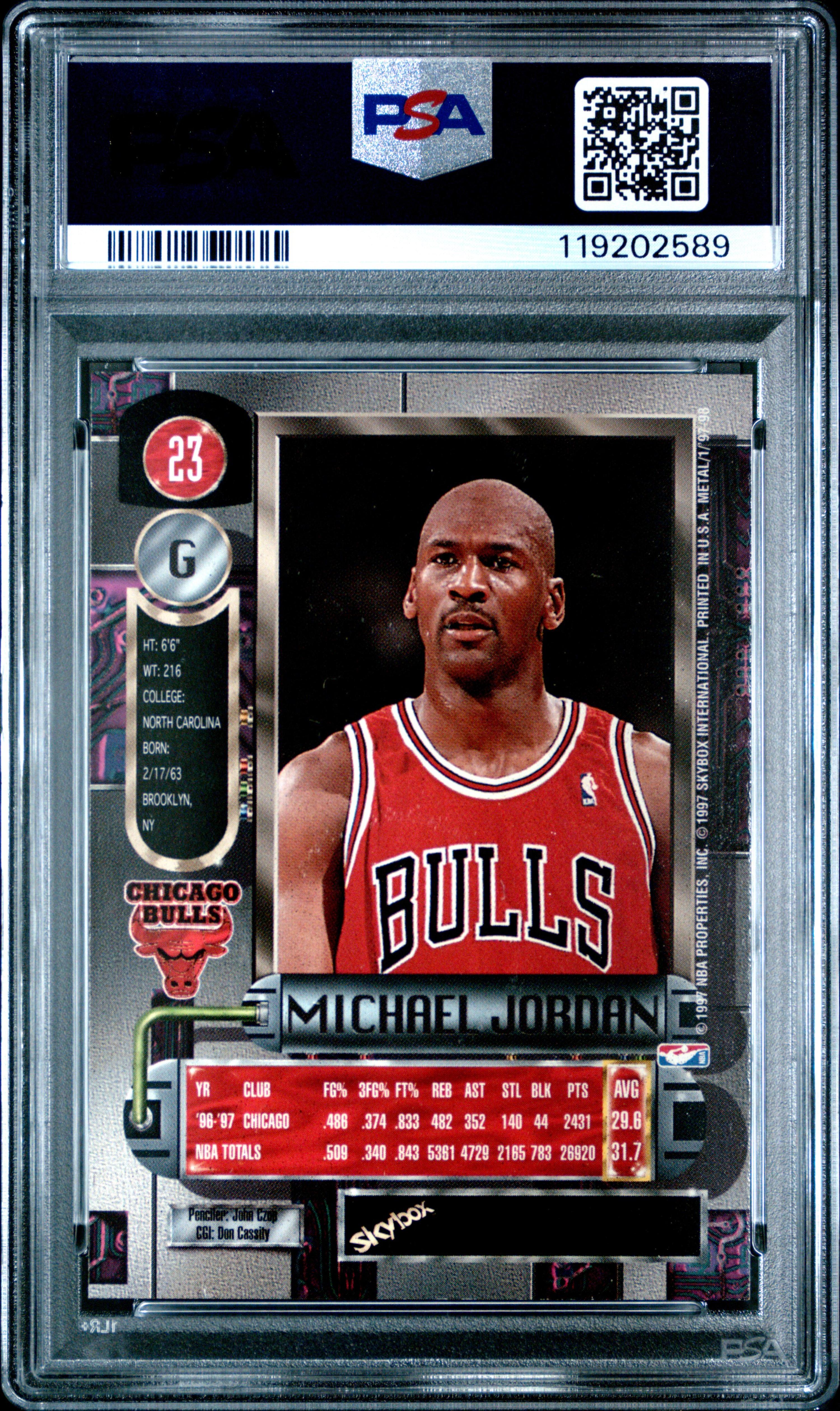 A 1997 Metal Universe Michael Jordan Basketball Card No. 23 (PSA 9 MINT)