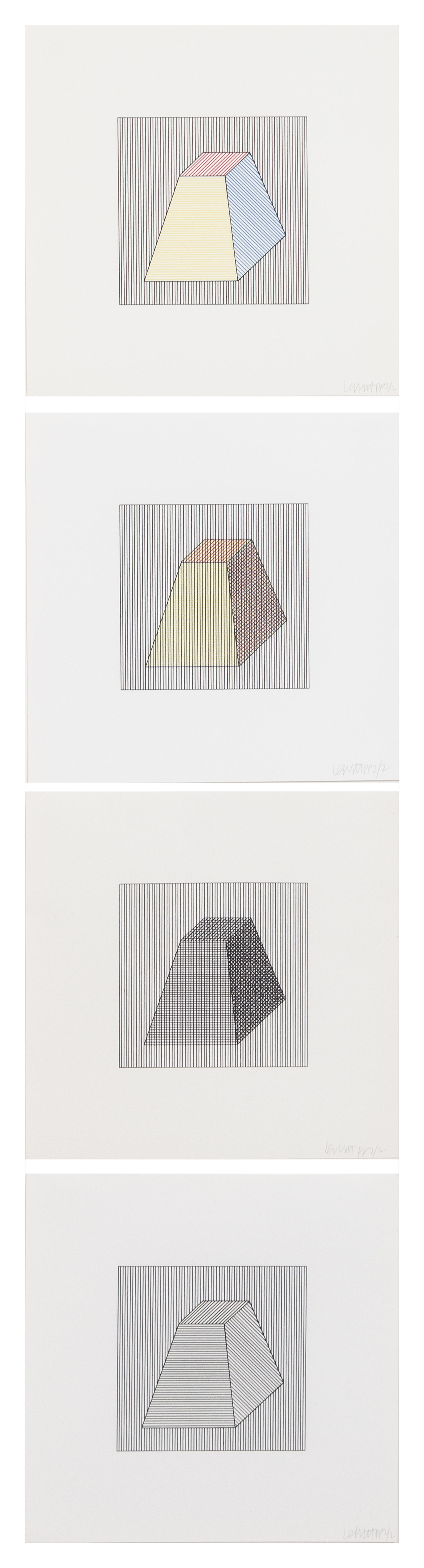 Sol LeWitt, (American, 1928-2007) , Twelve Forms Derived From a Cube, 1984 (complete portfolio of 48 screenprints with title and justif