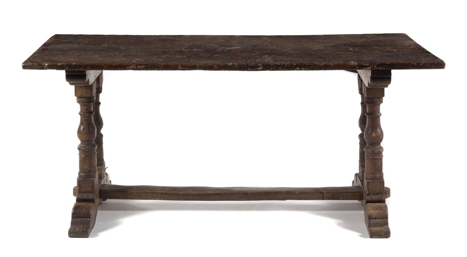 An Italian Walnut Refectory Table Height 30 x width 67 3/4 x depth 28 3/4 inches. — EARLY 20TH CENTURY