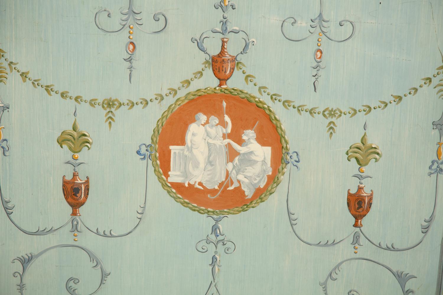 A Pair of Neoclassical Style Painted Wood Panels