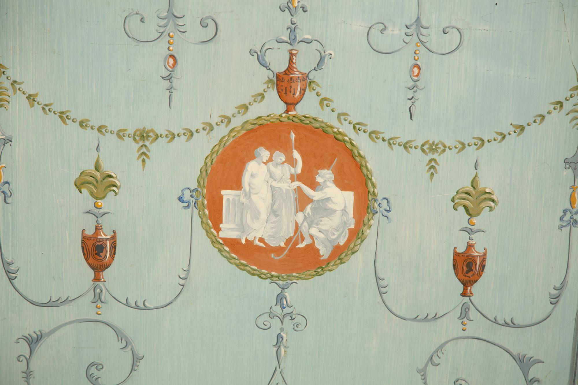 A Pair of Neoclassical Style Painted Wood Panels