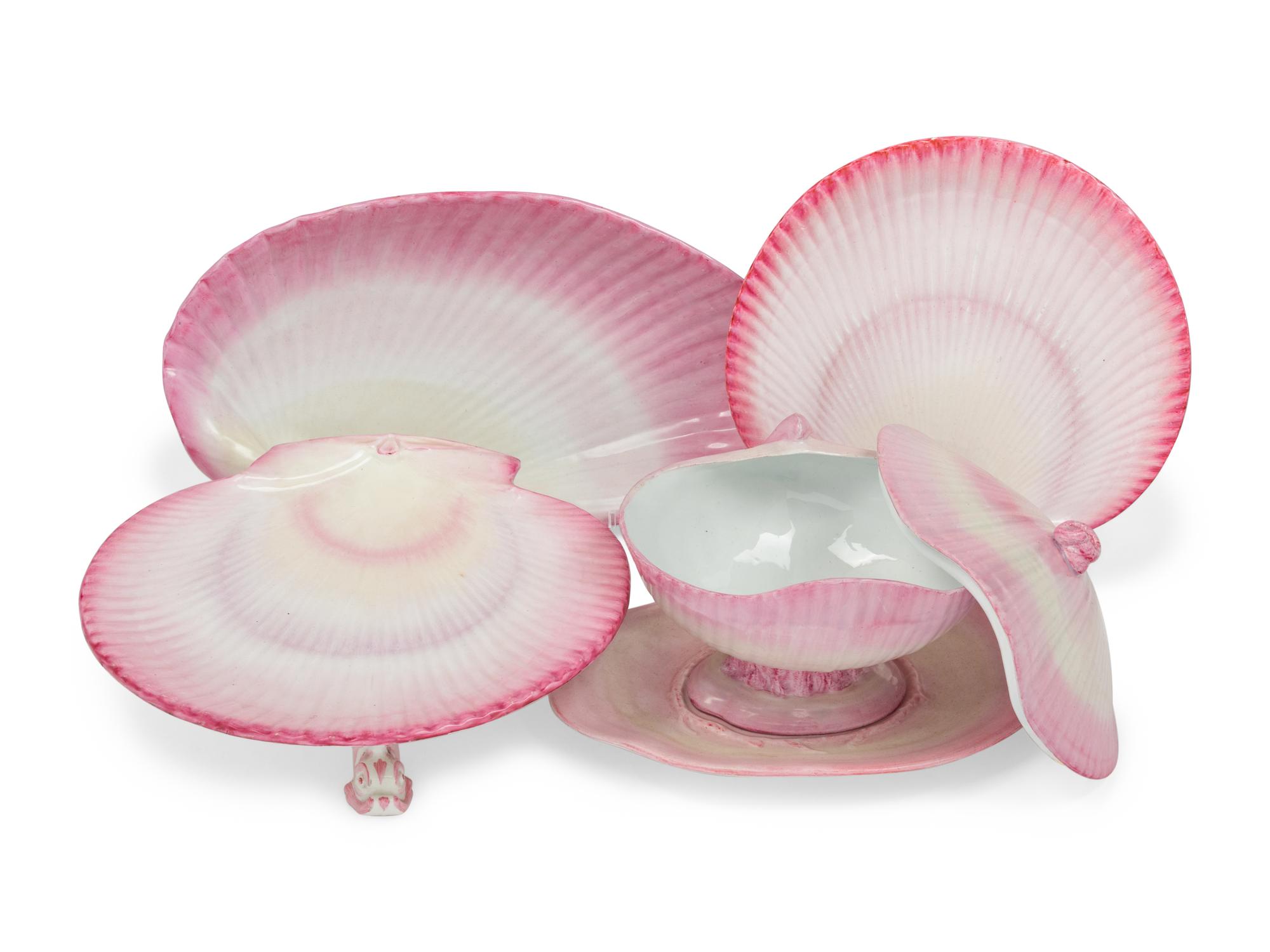 A Wedgwood Pink Nautilus Porcelain Dessert Service