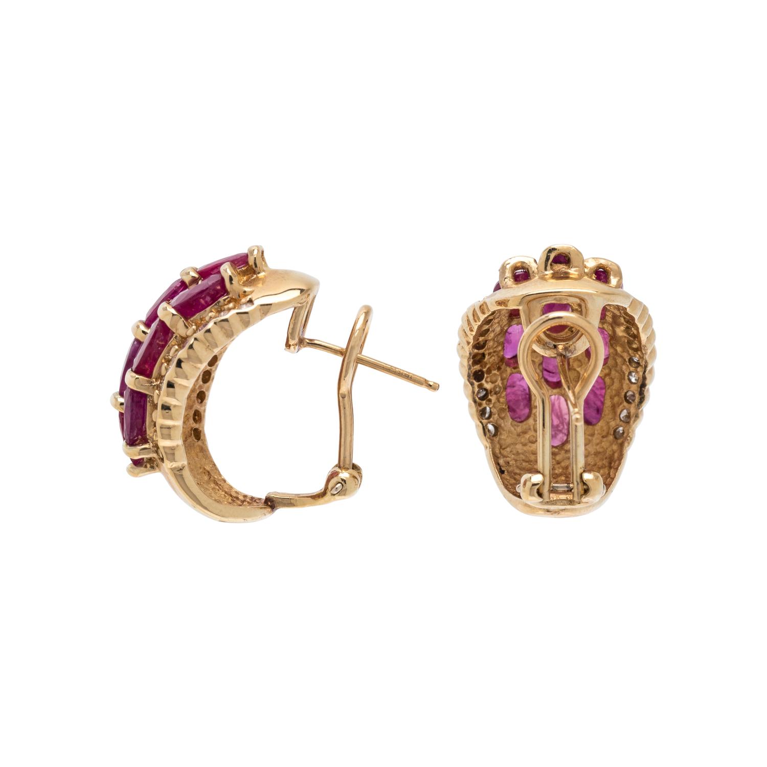 RUBY AND DIAMOND EARCLIPS