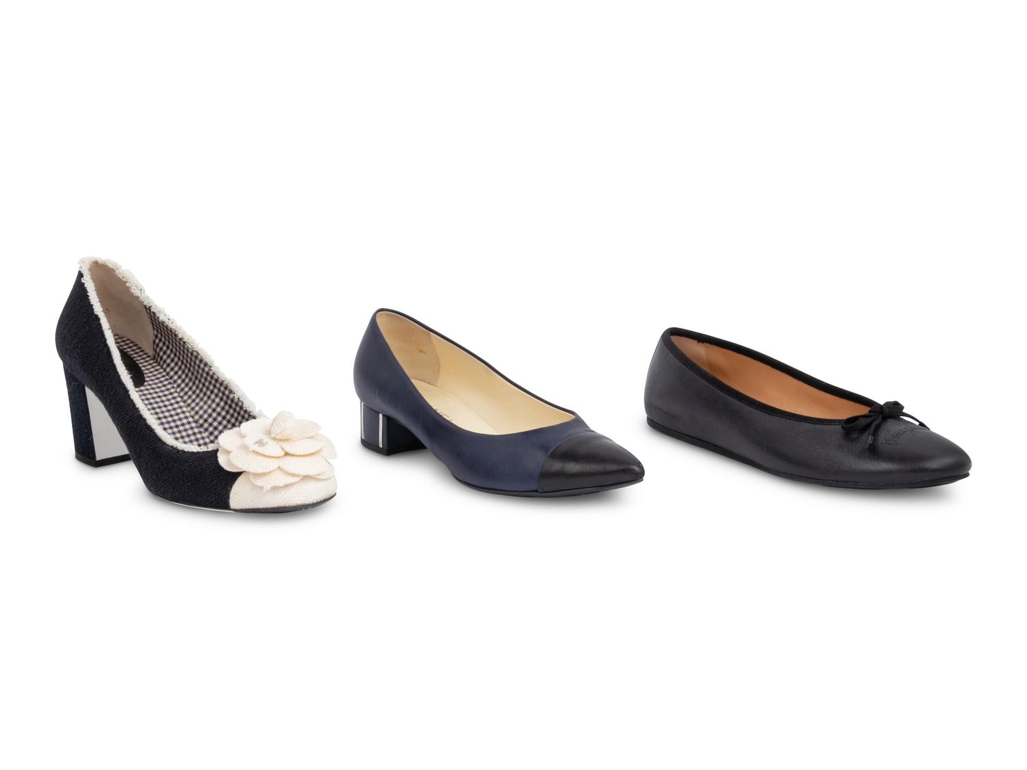 Three Pairs of Designer Shoes: Two Chanel & One Ferragamo, 2010s