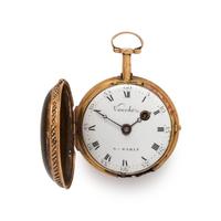 PORTRAIT ENAMEL HUNTER CASE POCKET WATCH