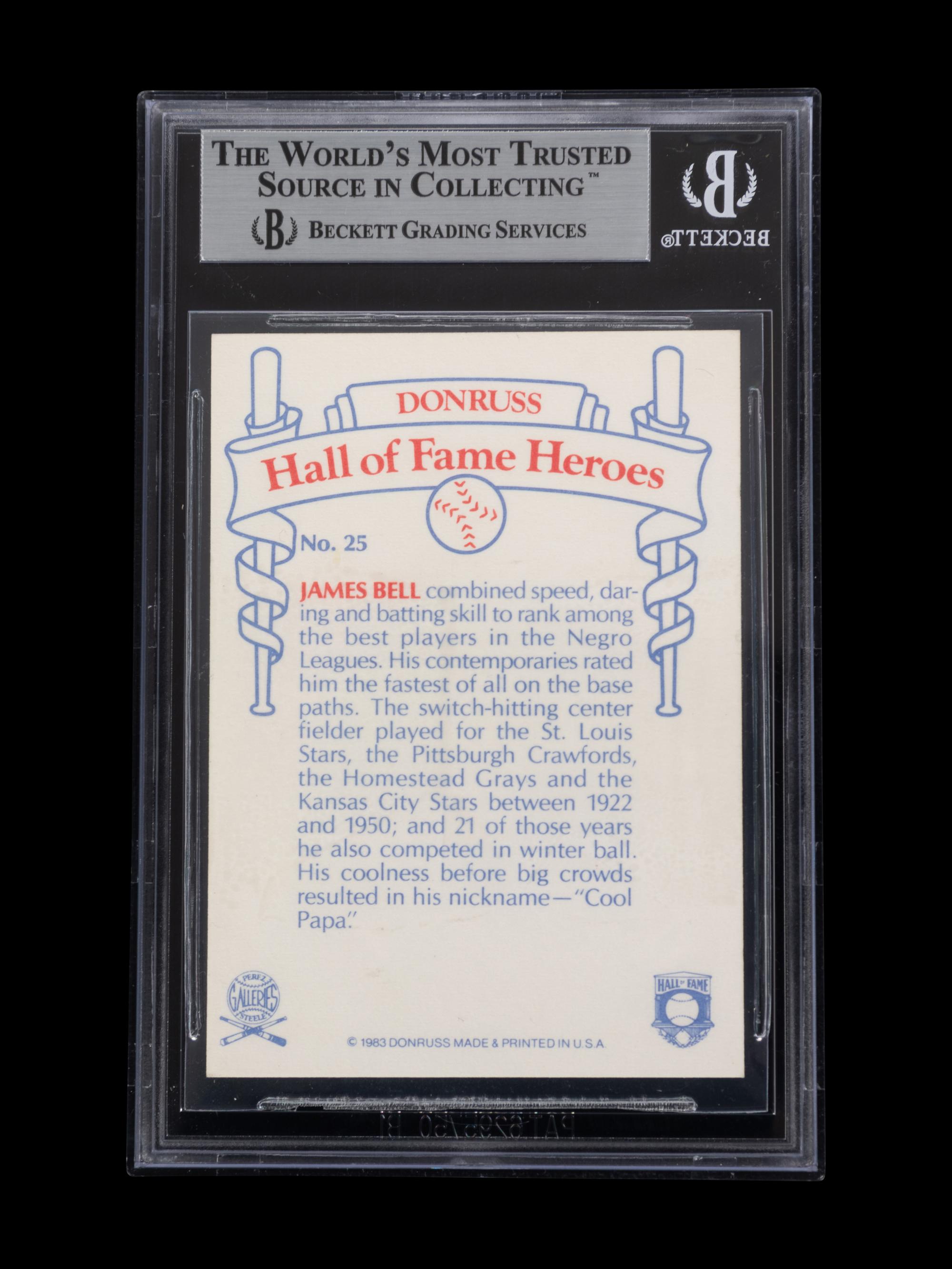 A 1983 Donruss Hall of Fame Heroes James Cool Papa Bell Signed Autograph Baseball Card No. 25 (Beckett Authentication Services BAS Certified)
