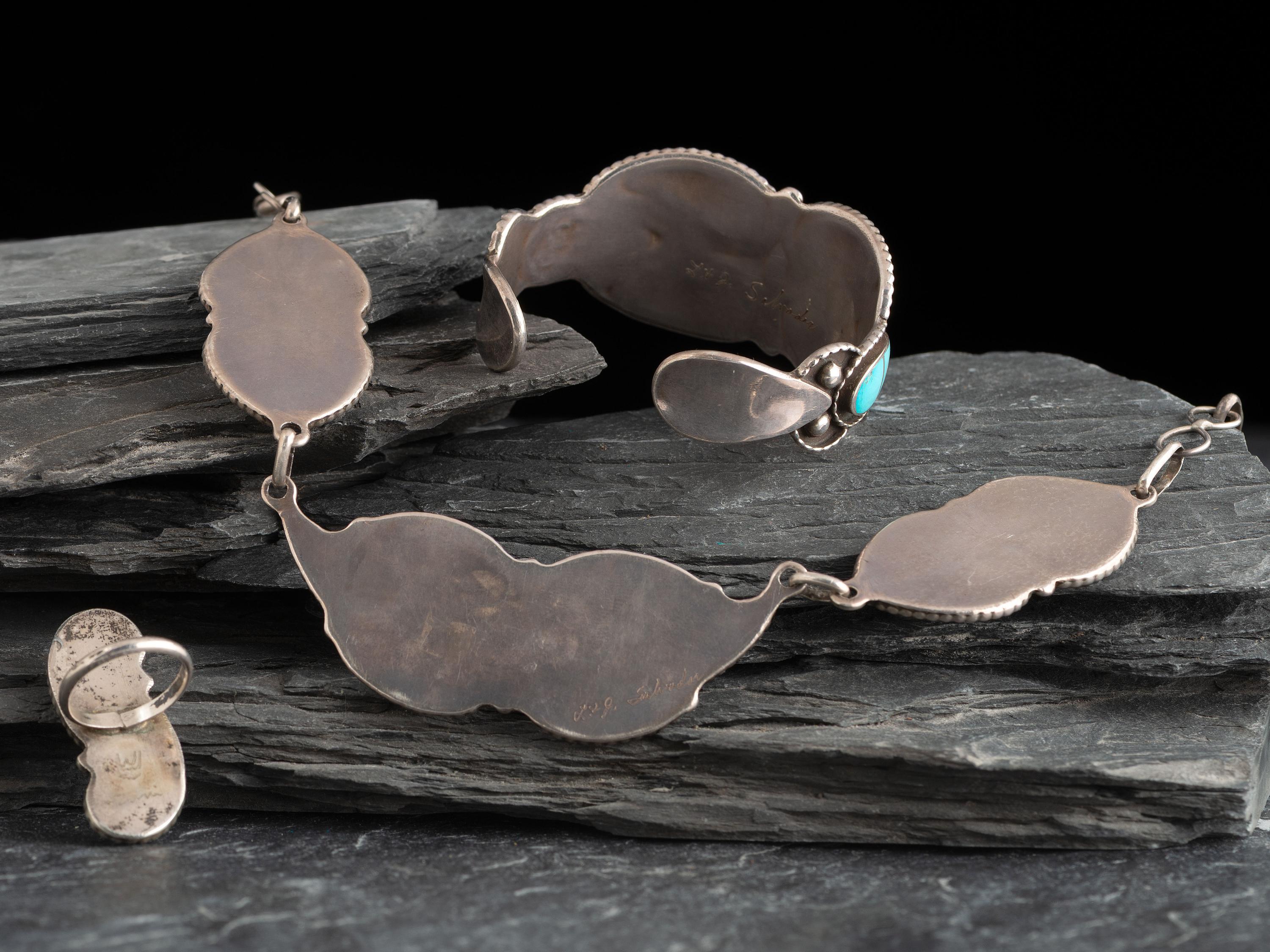 Zuni Channel Inlay Necklace, Cuff Bracelet, and Ring
