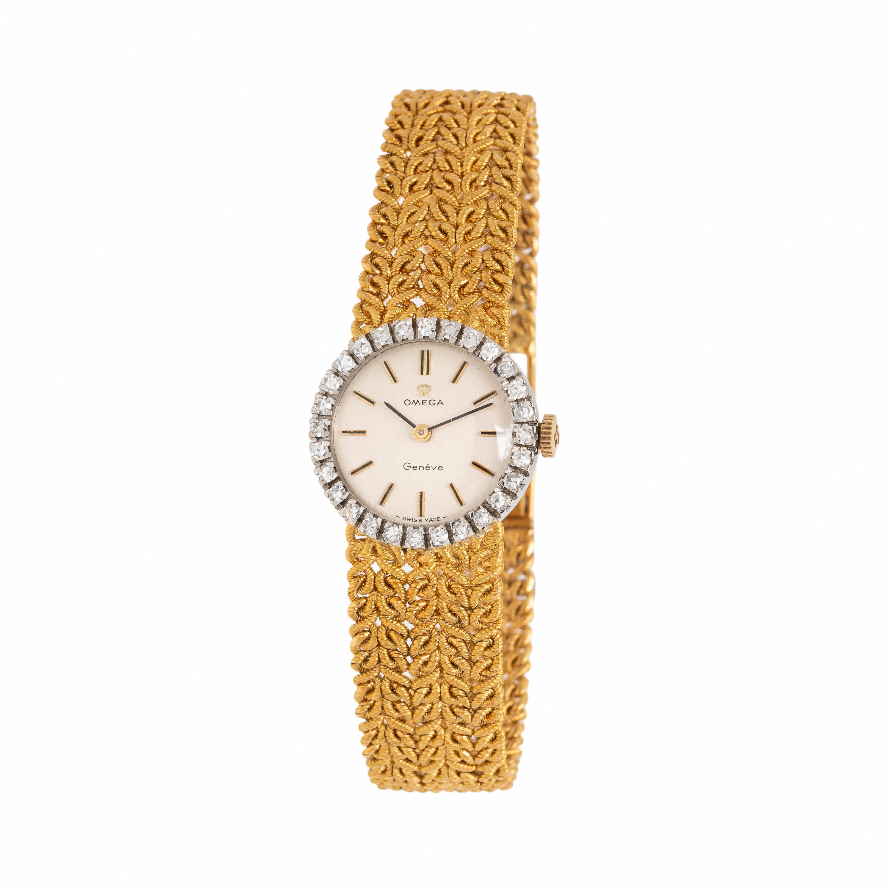 Omega, Yellow Gold and Diamond Watch