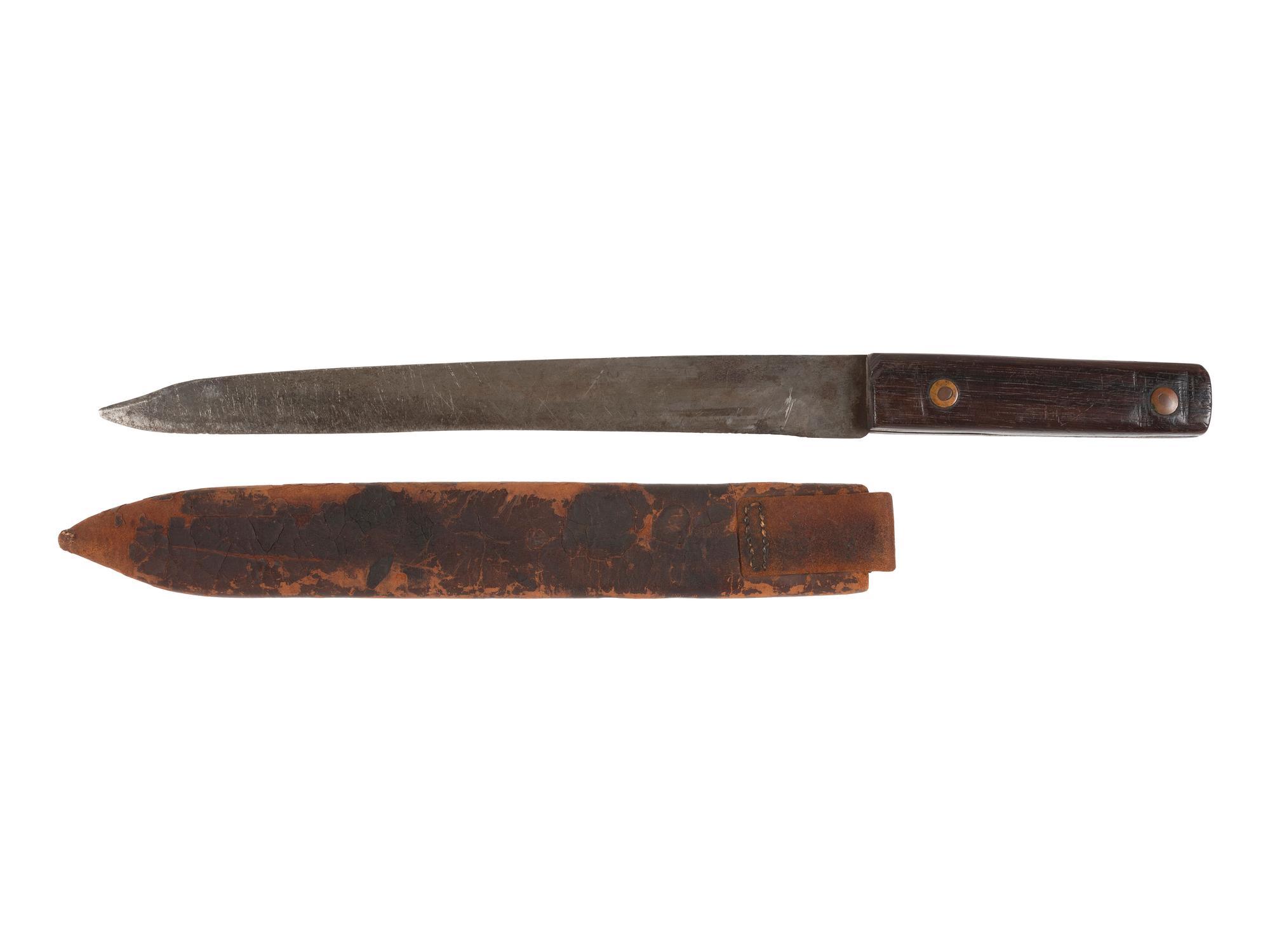 [CIVIL WAR]. Knife and scabbard identified to a member of the 6th Georgia Militia.