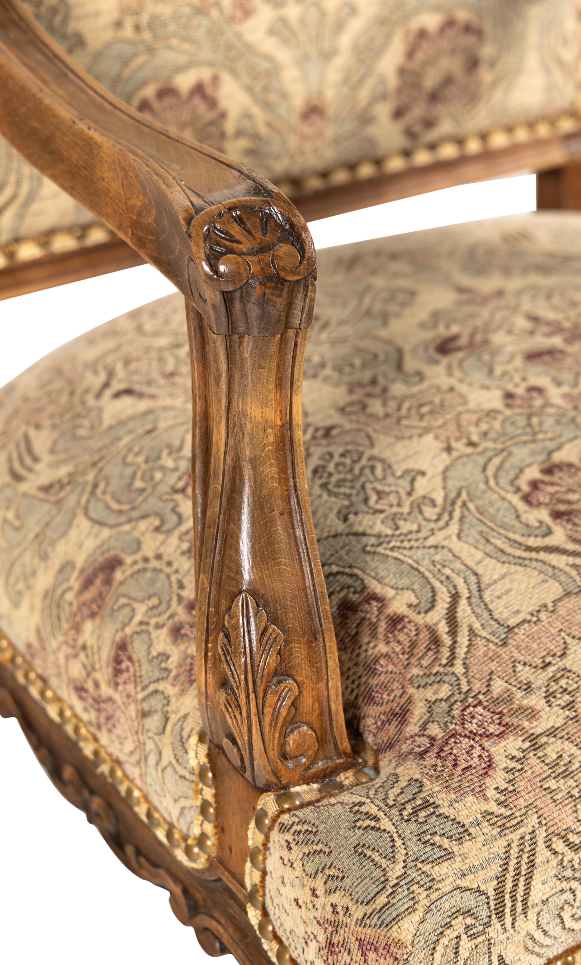 A Louis XV Style Walnut Fauteuil
