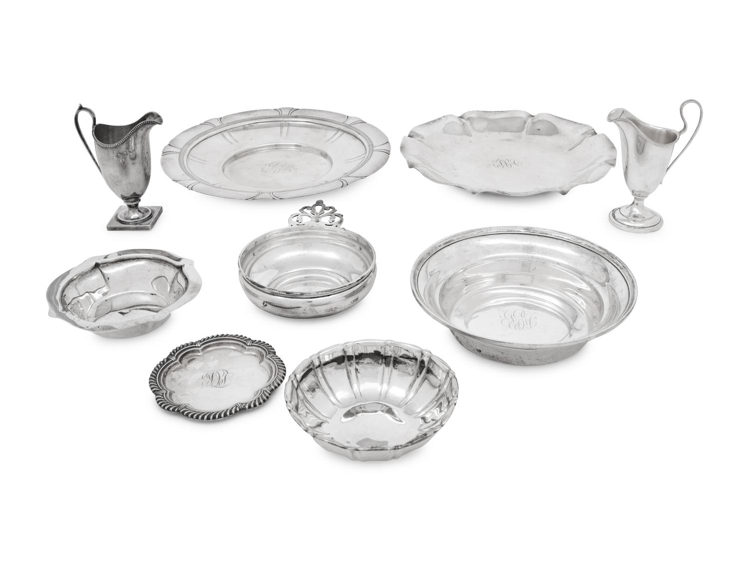 A Group of Nine American Silver Table Articles