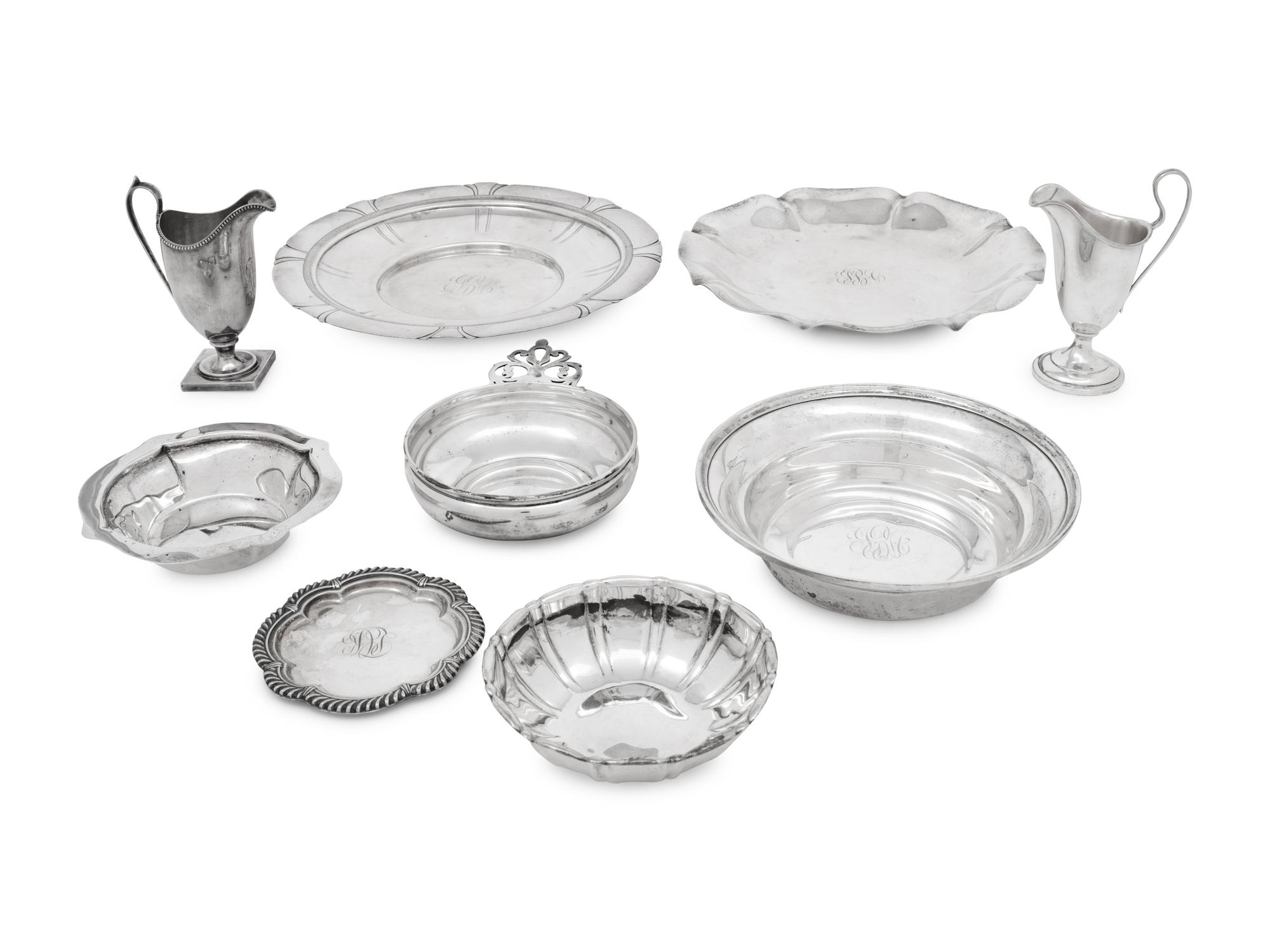 A Group of Nine American Silver Table Articles
