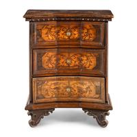 An Italian Baroque Style Inlaid Walnut Commodino