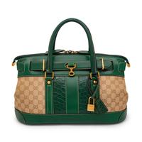 Gucci, Monogram Secret Satchel with Crocodile Trim