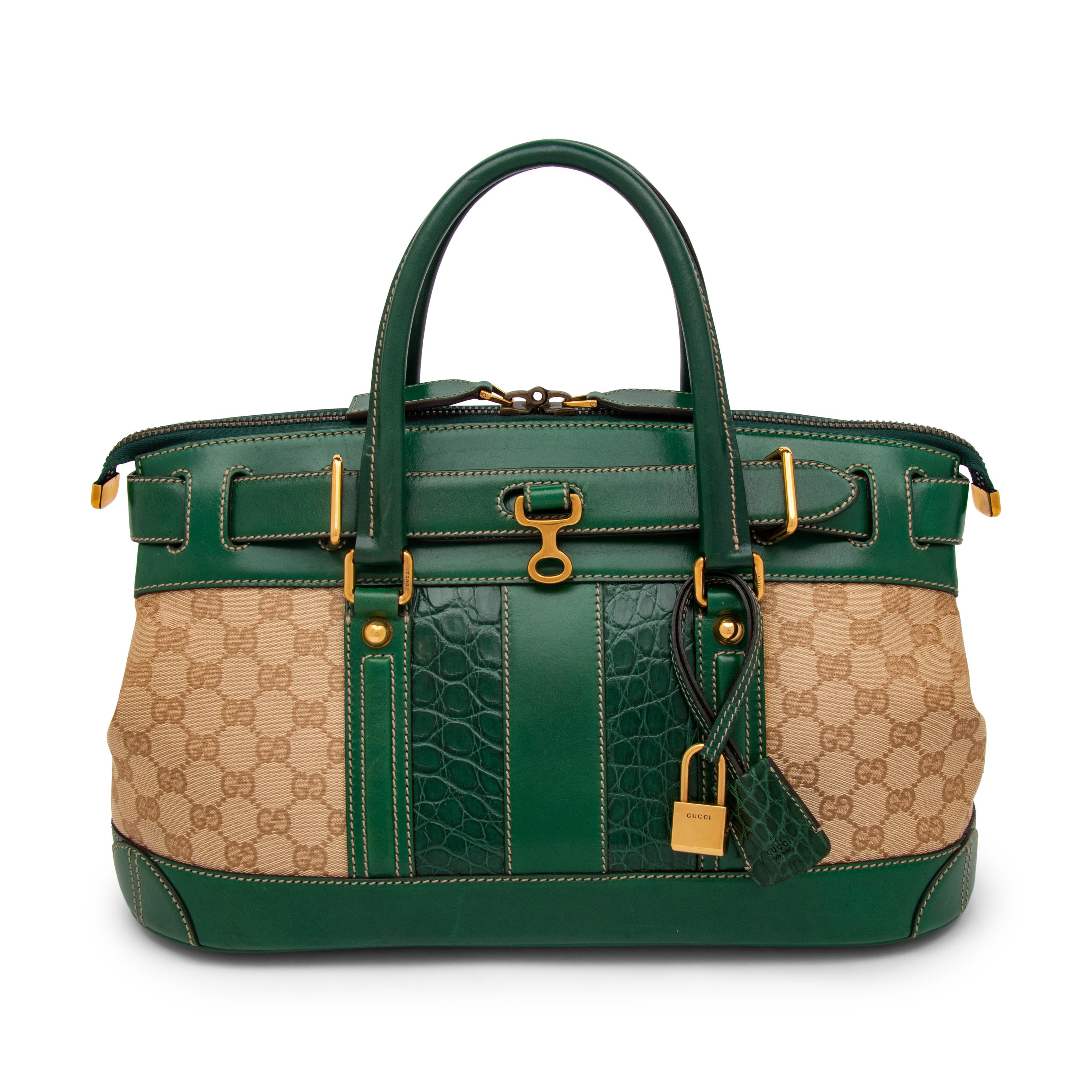 Gucci, Monogram Secret Satchel with Crocodile Trim