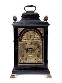 A George III Gilt Bronze Mounted Ebonized Fruitwood Bracket Clock