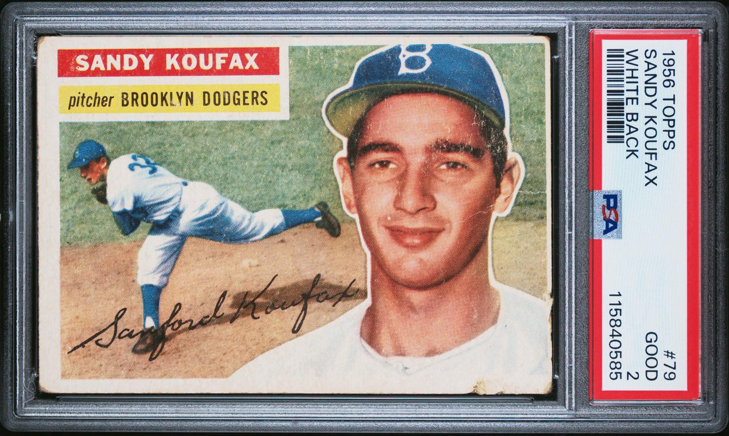 A 1956 Topps Sandy Koufax Baseball Card - White Back (PSA 2 GOOD)