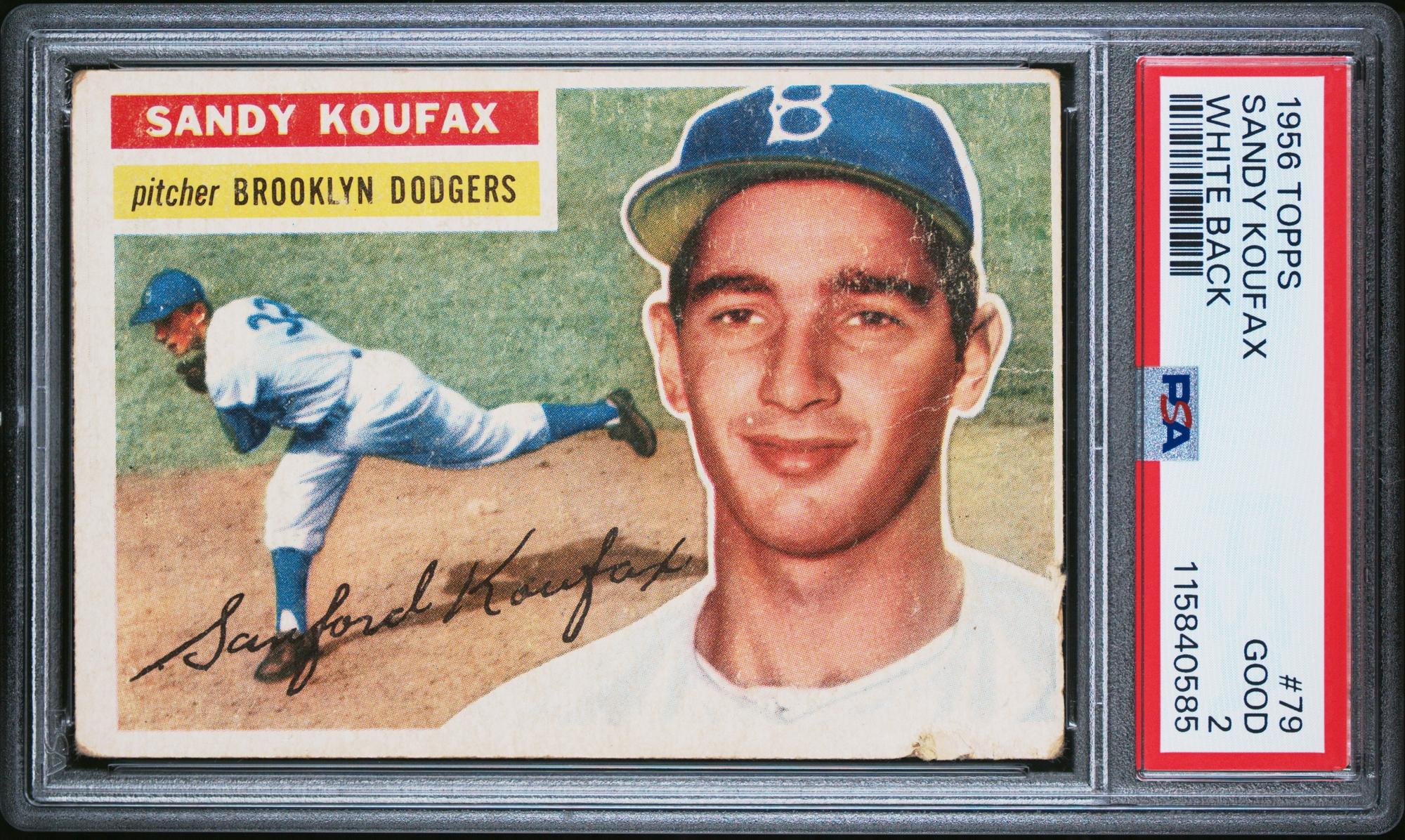 A 1956 Topps Sandy Koufax Baseball Card - White Back (PSA 2 GOOD)