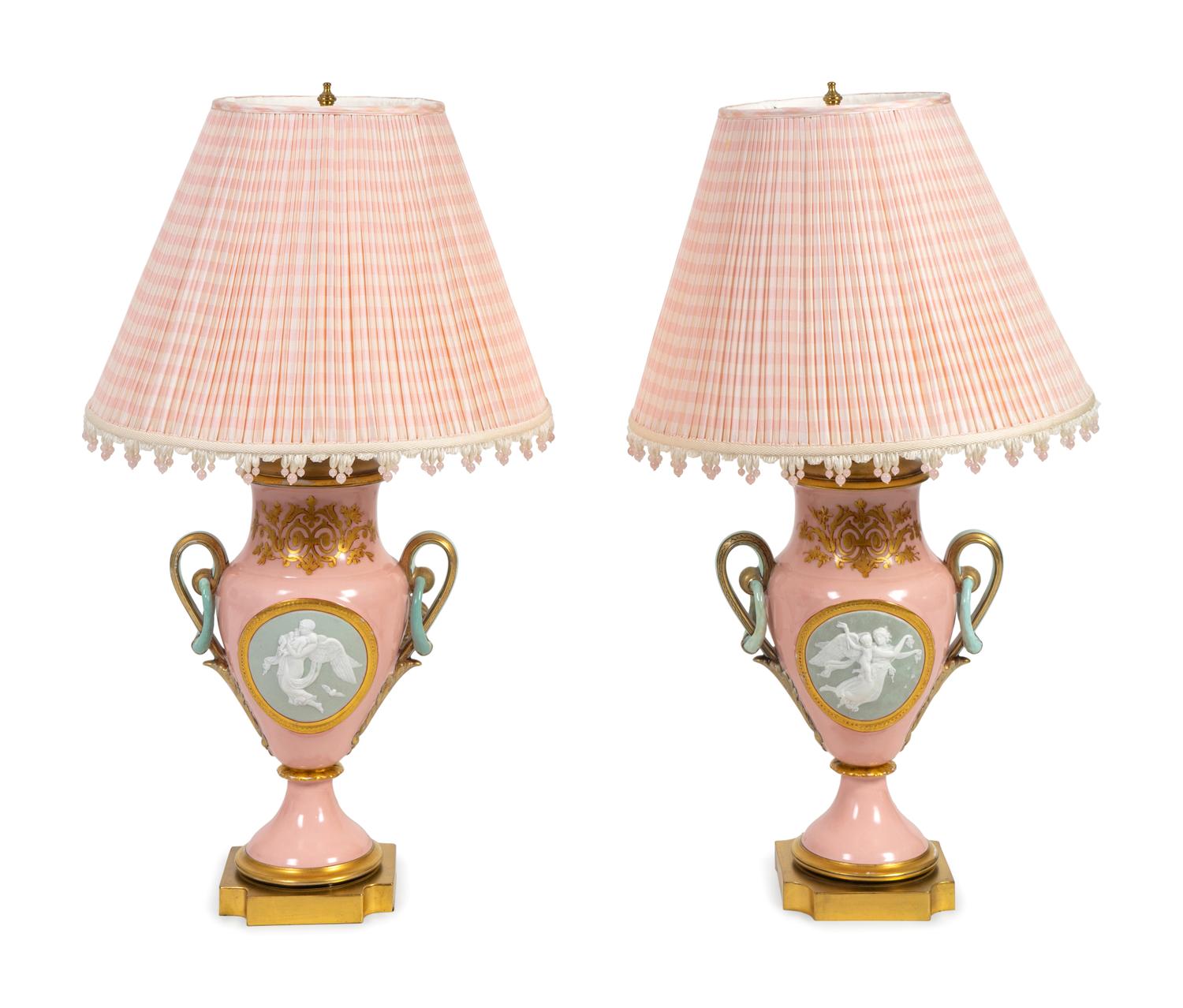 A Pair of Continental Porcelain Vases Mounted as Lamps — 20TH CENTURY
