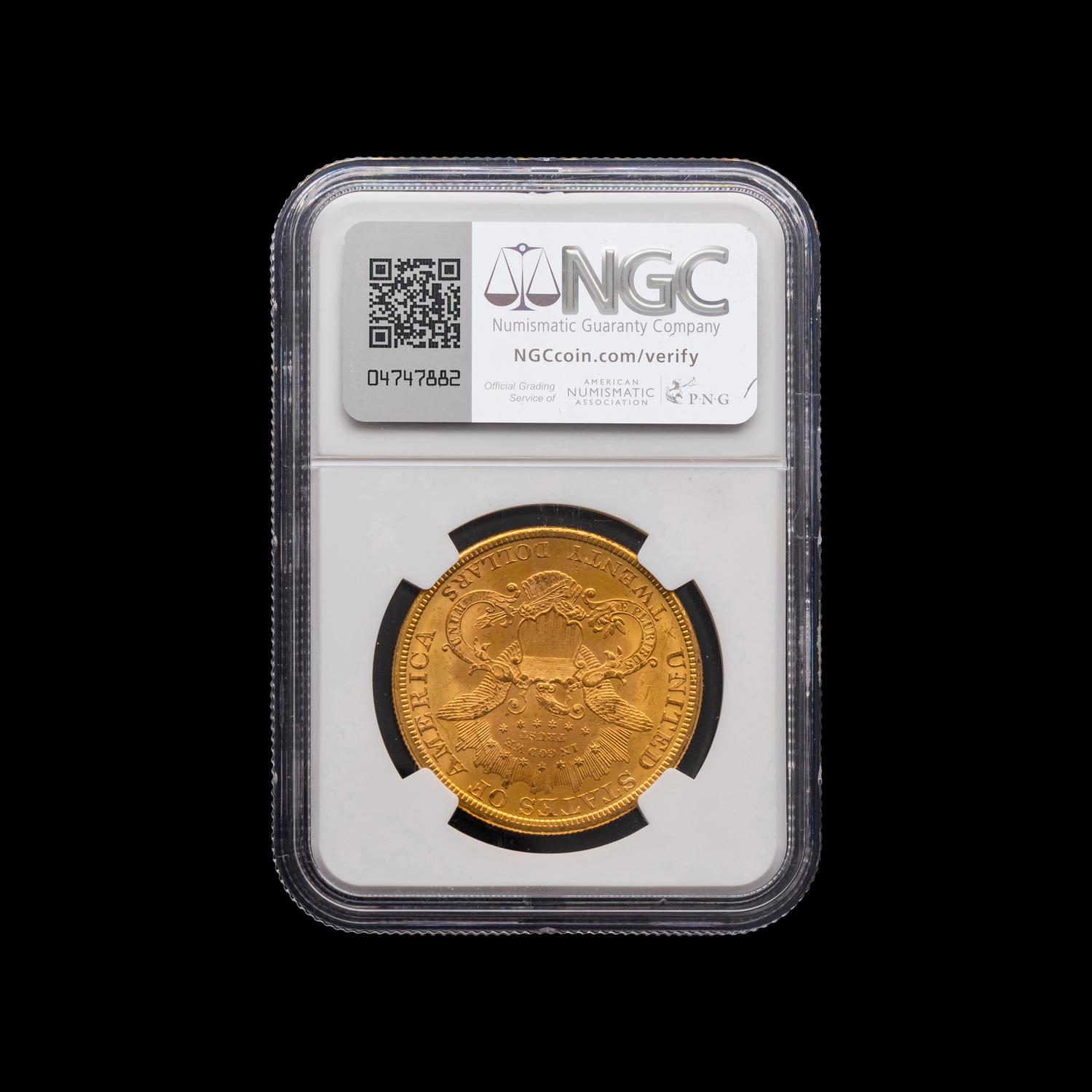 An 1878 Liberty Head $20 Gold Coin [PCGS MS63+]