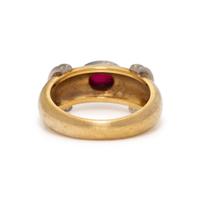 GEORG JENSEN, BICOLOR GOLD AND RUBY RING