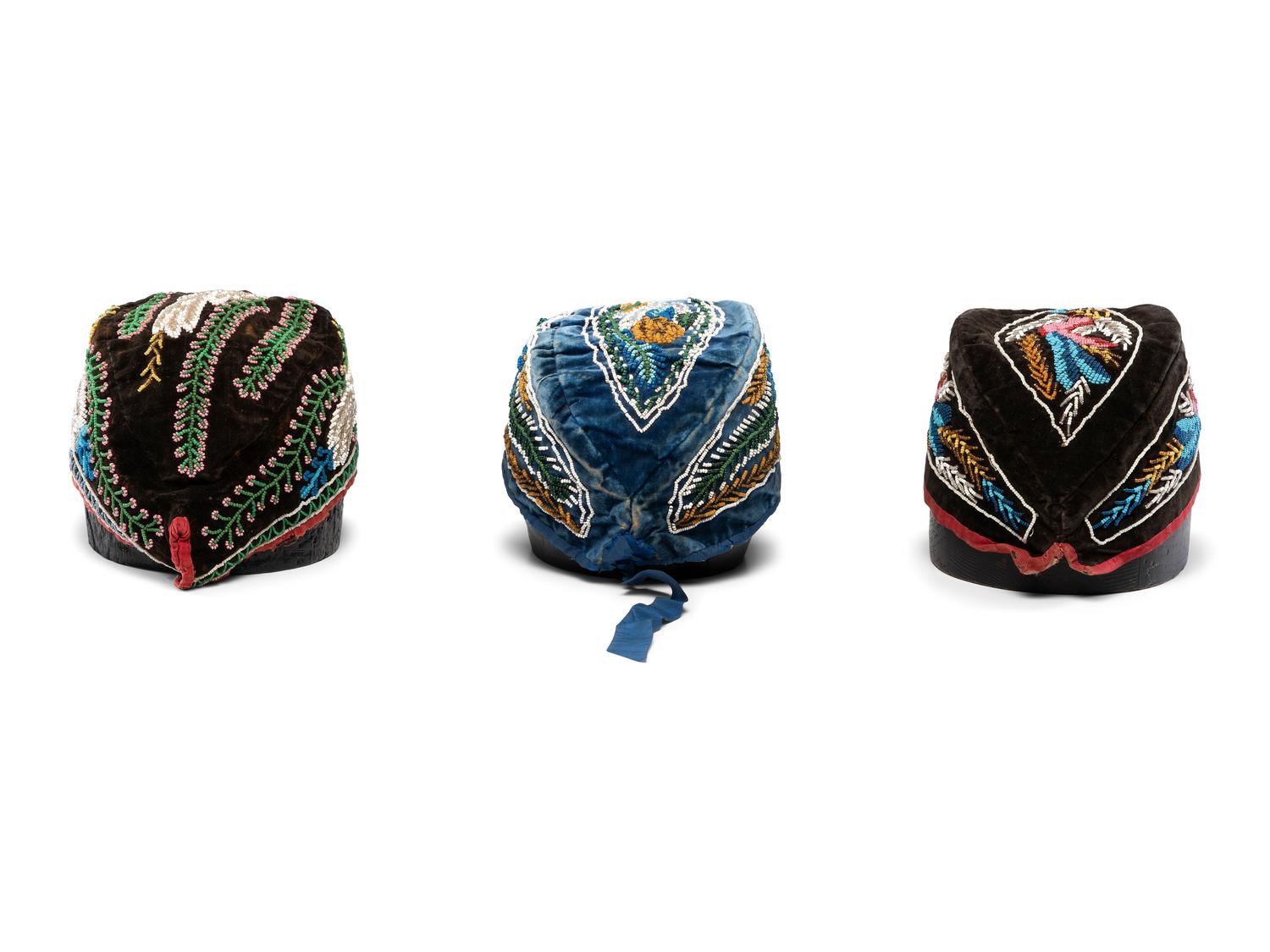 Northeastern Beaded Glengarry Caps, with Birds