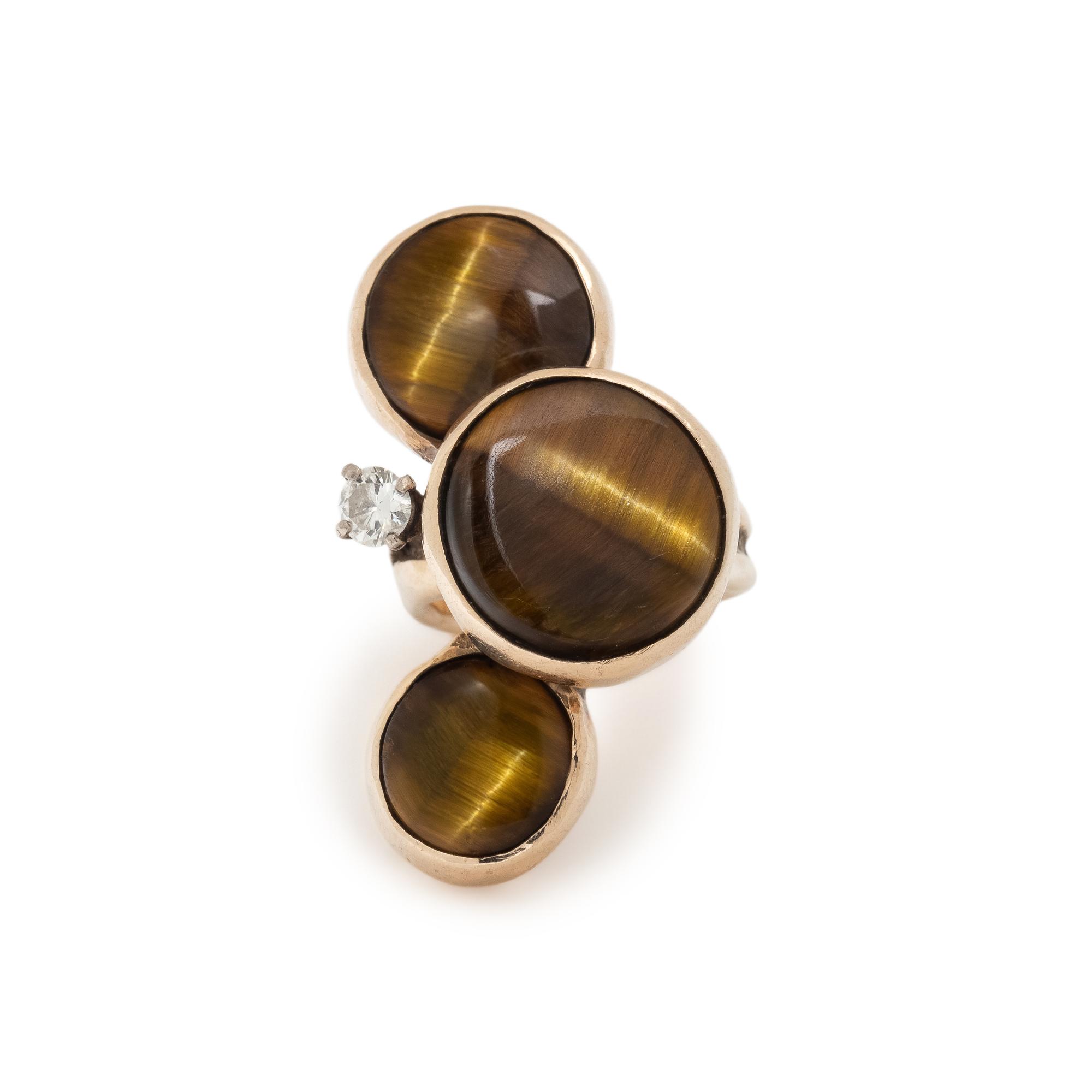 TIGER'S EYE AND DIAMOND RING