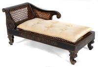 An English Diminutive Painted Chaise Longue Height 10 x width 20 x depth 9 inches. — 19TH CENTURY