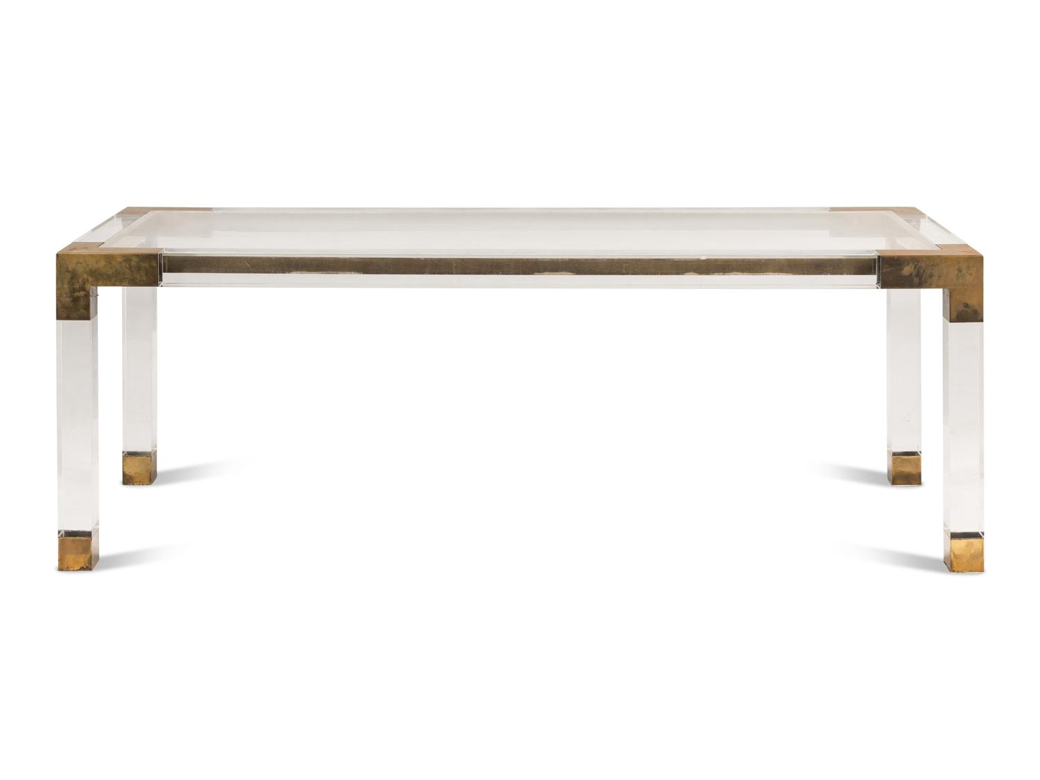 A Jonathan Adler Brass Mounted Acrylic Jacques Table
