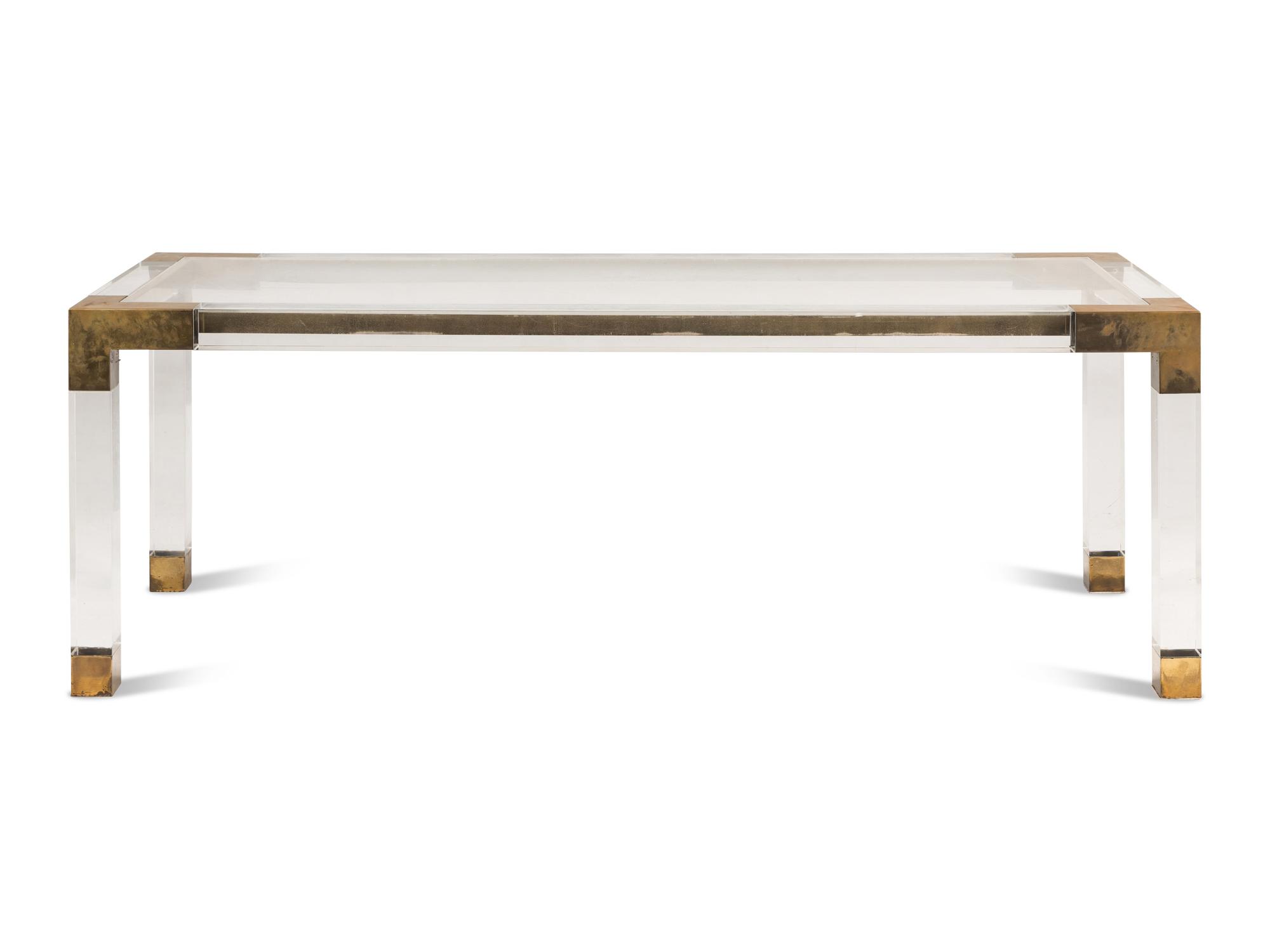 A Jonathan Adler Brass Mounted Acrylic Jacques Table