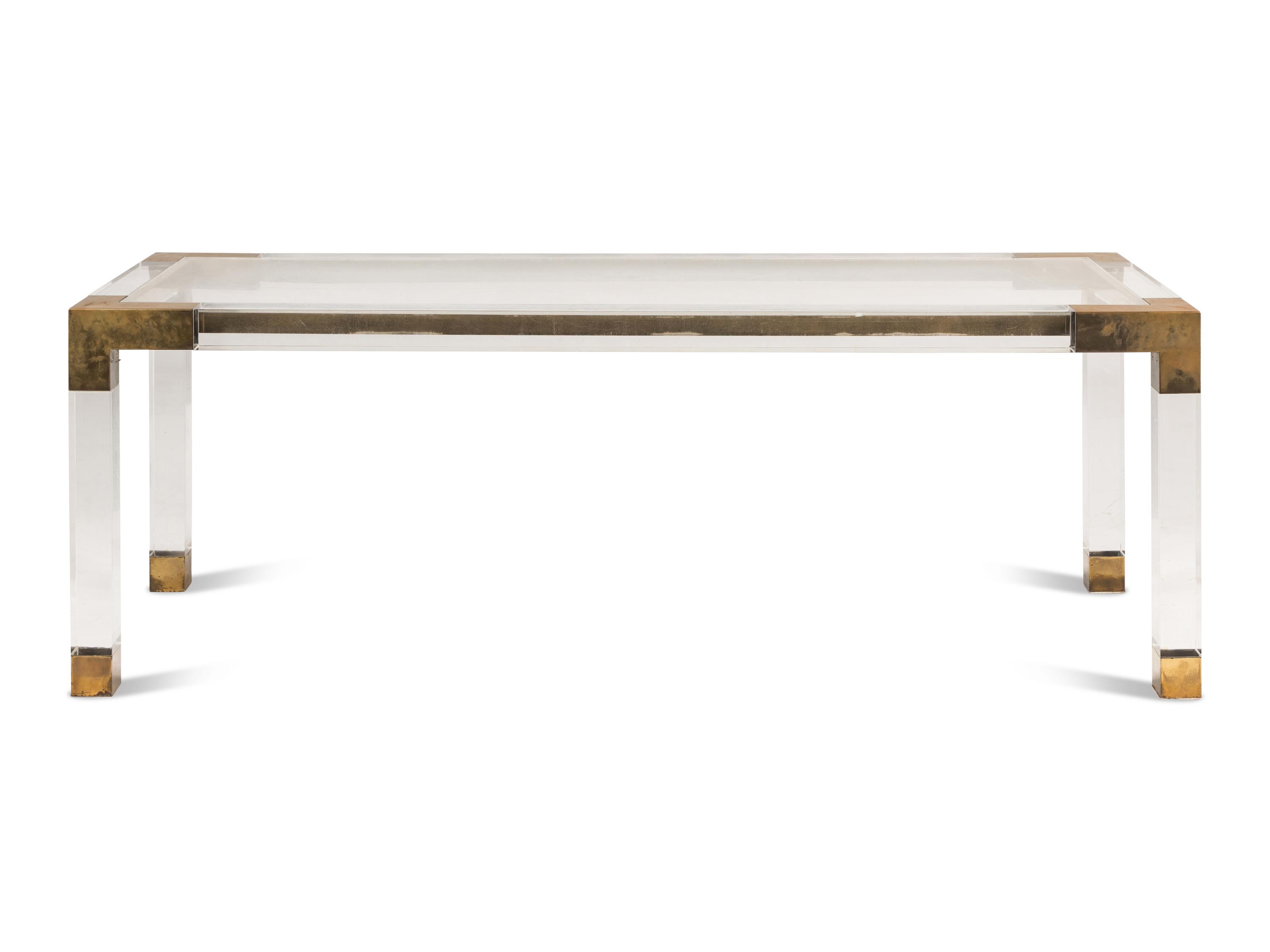 A Jonathan Adler Brass Mounted Acrylic Jacques Table