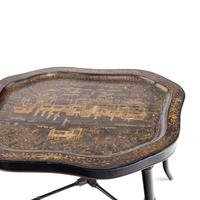 A Chinese Export Papier Mache Tray on Stand