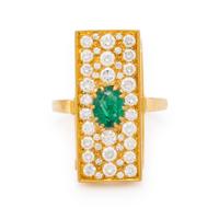 Emerald, Diamond, and Yellow Gold Ring