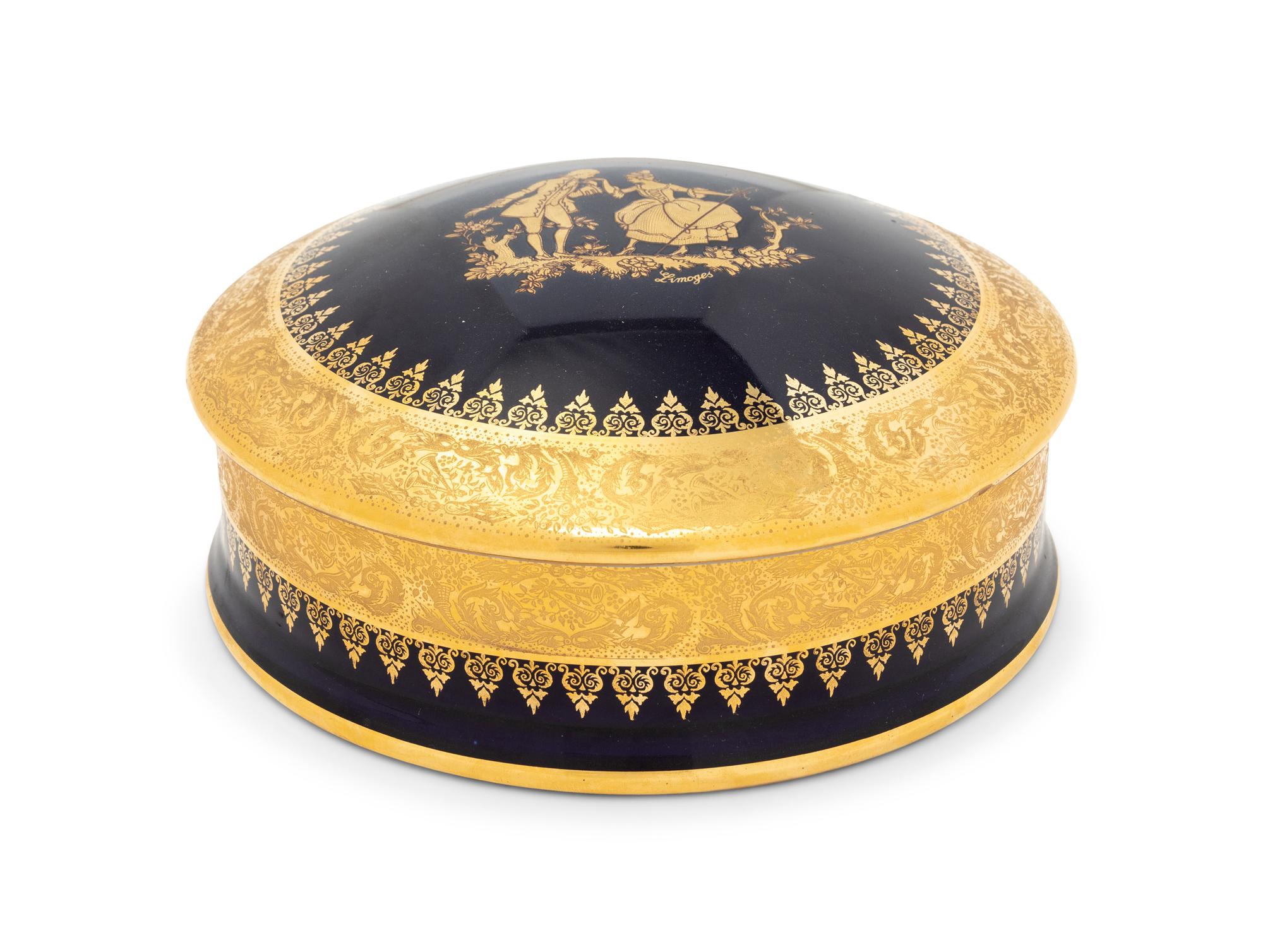 A Limoges Gilt-Decorated Porcelain Box