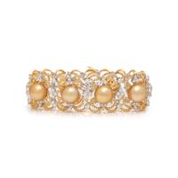 CULTURED GOLDEN SOUTH SEA PEARL, DIAMOND AND COLORED DIAMOND BRACELET