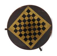 A Late Federal Turned, Incised and Painted Checkerboard Top Candlestand