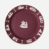 A Wedgwood Crimson Dip Jasperware Ferner and Plate UK, circa 1910